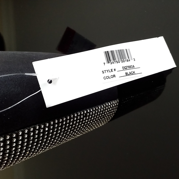 Alessia Rhinestone Bucket Bag Purse. NEW. Black w/ rhinestones, silver hardware. - Picture 7 of 16